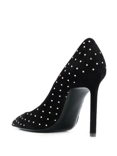 Saint Laurent Anja Crystal-embellished Point-toe Velvet Pumps In Black