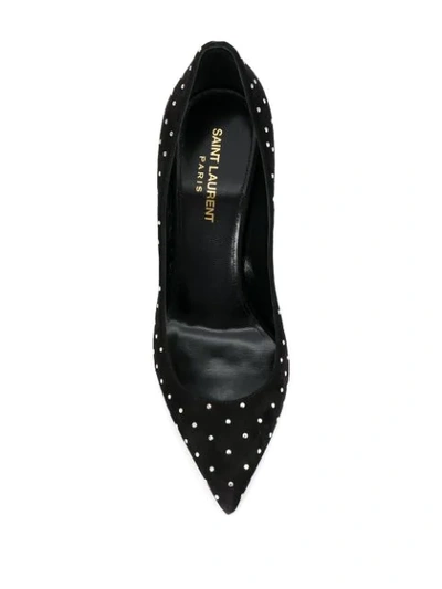 Saint Laurent Anja Crystal-embellished Point-toe Velvet Pumps In Black