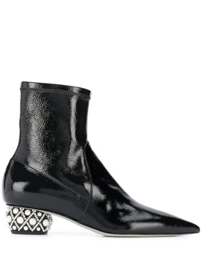 Shop René Caovilla Embellished Ankle Boots In Black