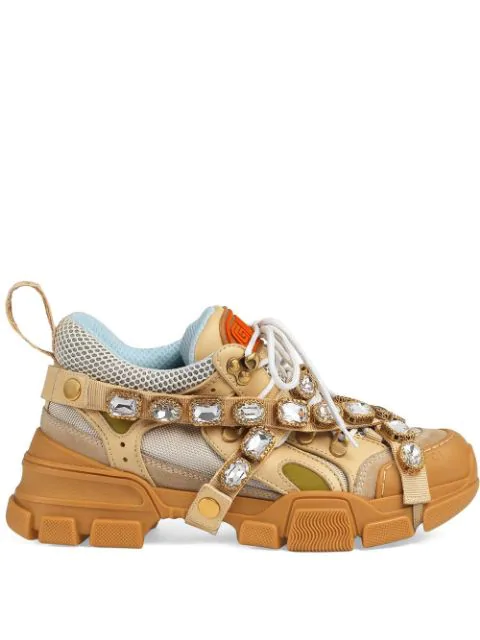 gucci flashtrek embellished sneakers women