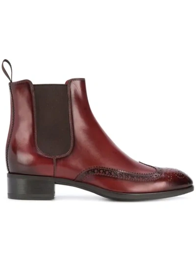 Shop Santoni Embroidered Chelsea Boots - Brown