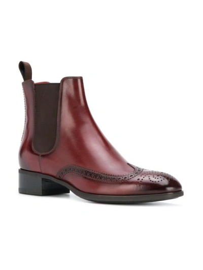 Shop Santoni Embroidered Chelsea Boots - Brown