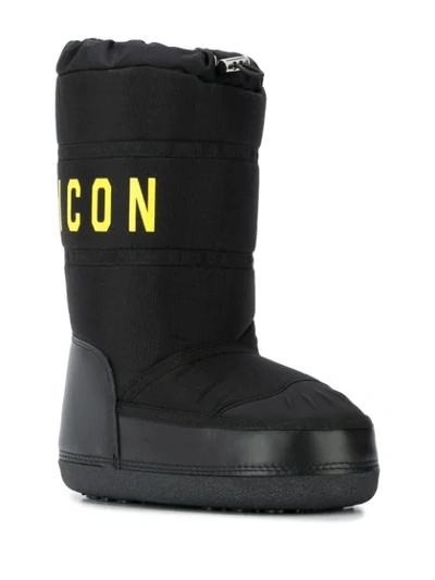 Shop Dsquared2 Printed Detail Snow Boots In Black