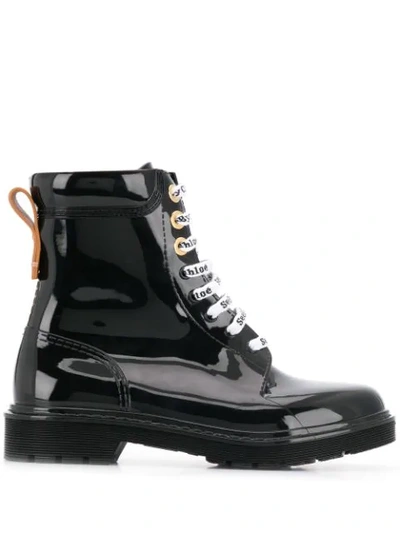 Shop See By Chloé Logo Laced Boots In Black