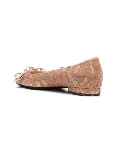 Shop N°21 Bow Embellishments Lace Ballerinas In Pink