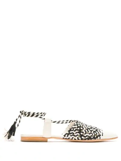 Shop Sarah Chofakian Woven Leather Flat Sandals In Multicolour
