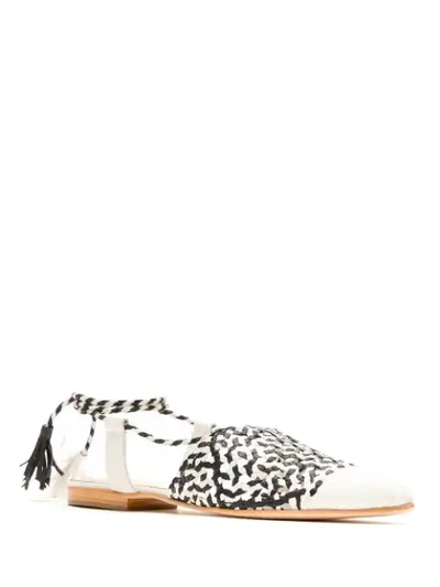 Sarah Chofakian Woven Leather Flat Sandals In Multicolour