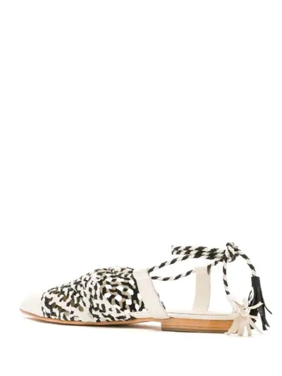 Shop Sarah Chofakian Woven Leather Flat Sandals In Multicolour