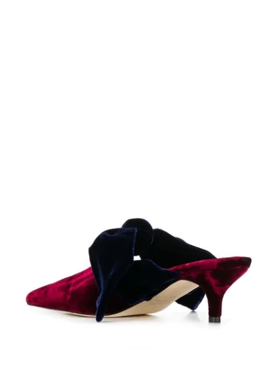 Shop Gia Couture Velvet Bow Heeled Pumps In Red ,blue