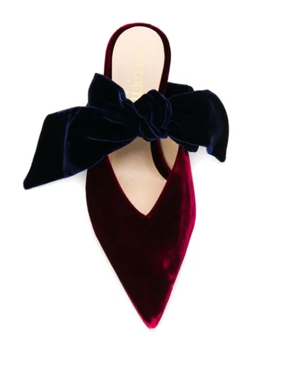 Shop Gia Couture Velvet Bow Heeled Pumps In Red ,blue