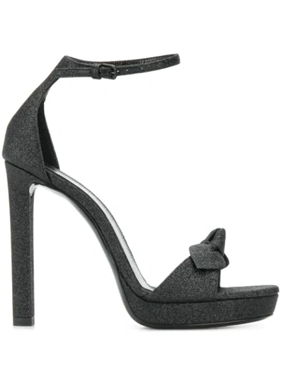 Shop Saint Laurent Open-toe Bow Sandals In Black