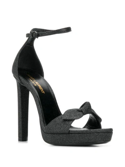 Shop Saint Laurent Open-toe Bow Sandals In Black