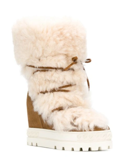 Shop Casadei Shearling Chaucer Boots In Brown