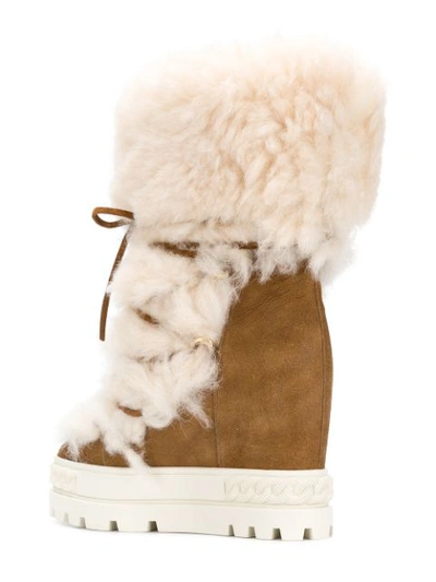 Shop Casadei Shearling Chaucer Boots In Brown