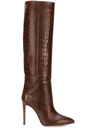 Shop Paris Texas Embossed Knee Length Boots - Brown