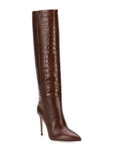 Shop Paris Texas Embossed Knee Length Boots - Brown