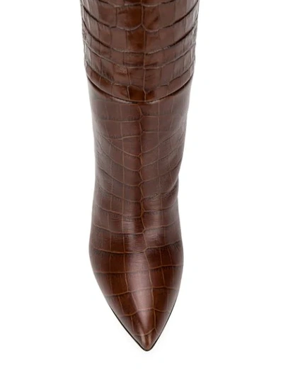 Shop Paris Texas Embossed Knee Length Boots - Brown