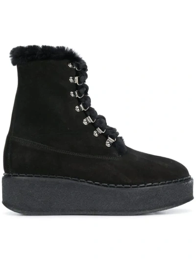 Shop Moncler Platform Sole Ankle Boots In Black