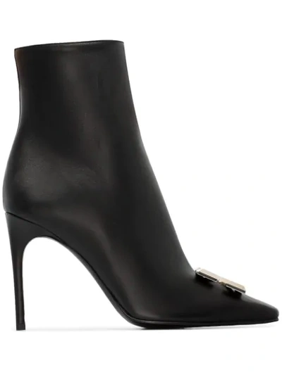 Shop Off-white Arrow Plaque Ankle Boots In Black
