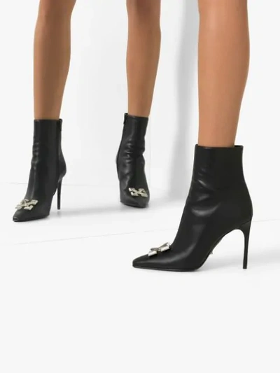 Shop Off-white Arrow Plaque Ankle Boots In Black