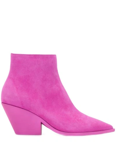 Shop Casadei Angled Heel Boots In Pink