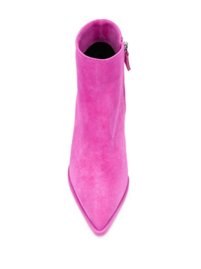 Shop Casadei Angled Heel Boots In Pink