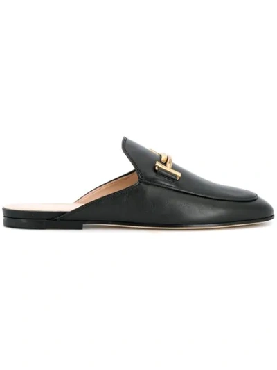 Shop Tod's Double T Mules In Black