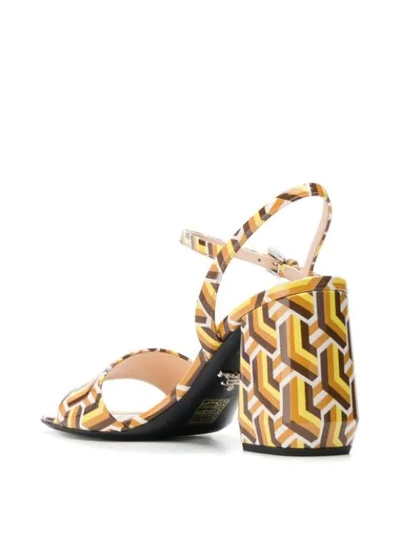 Shop Prada Leather Geometric Sandals In Brown