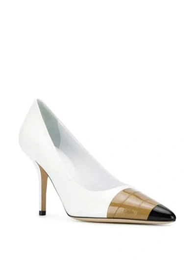 Shop Burberry Tape Detail Pumps In White