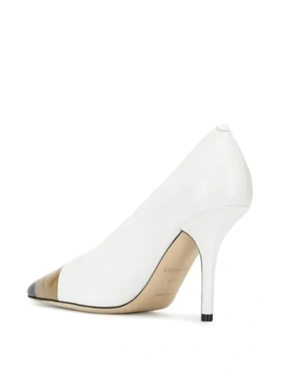 Shop Burberry Tape Detail Pumps In White