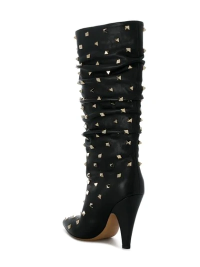 Shop Valentino Garavani Rockstud Embellished Boots - 0n0