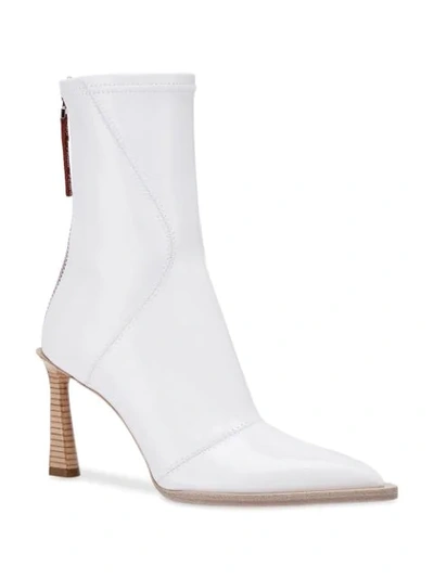 Shop Fendi Fframe Structured Heel Ankle Boots In White