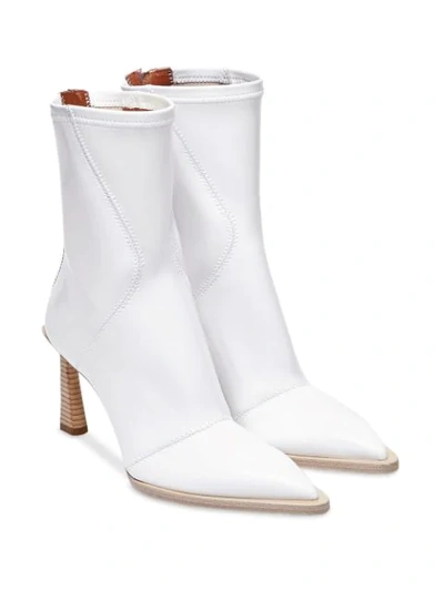Shop Fendi Fframe Structured Heel Ankle Boots In White