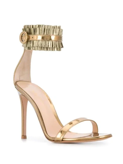 GIANVITO ROSSI PLEATED ANKLE-STRAP SANDALS - 金色