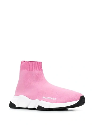 Shop Balenciaga Speed Knitted Sock Hi-top Sneakers In Pink