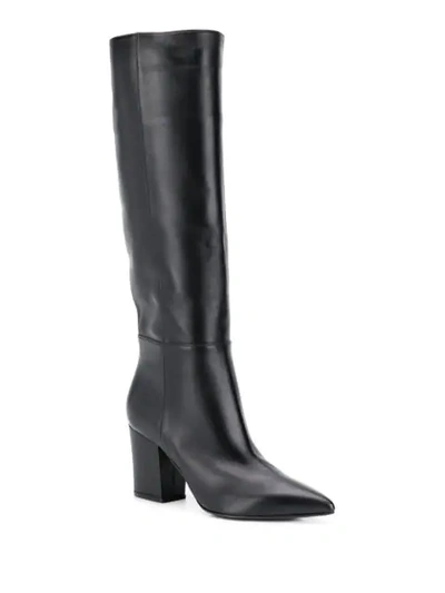 Shop Sergio Rossi Knee High Leather Boots In Black