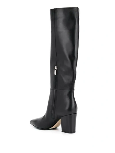 SERGIO ROSSI KNEE HIGH LEATHER BOOTS - 黑色