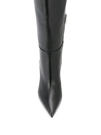 SERGIO ROSSI KNEE HIGH LEATHER BOOTS - 黑色