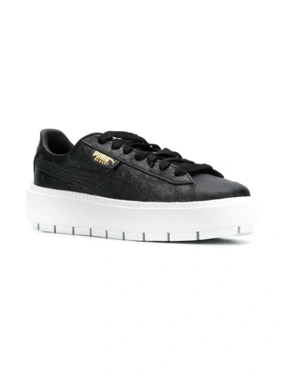 Puma Platform Trace Ostrich Sneakers In Black