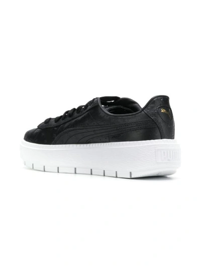 Puma Platform Trace Ostrich Sneakers In Black