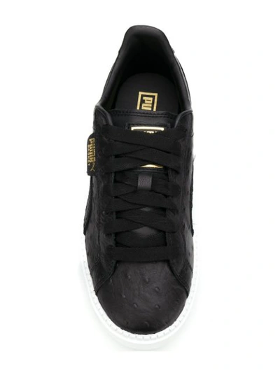Puma Platform Trace Ostrich Sneakers In Black