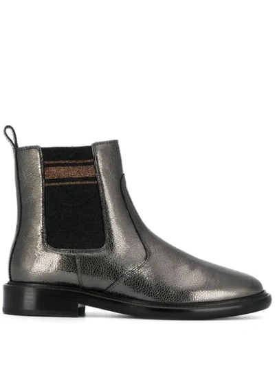 Shop Brunello Cucinelli Metallic Chelsea Boots In Grey