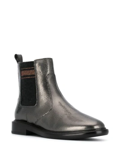 Shop Brunello Cucinelli Metallic Chelsea Boots In Grey