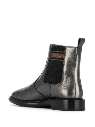 Shop Brunello Cucinelli Metallic Chelsea Boots In Grey