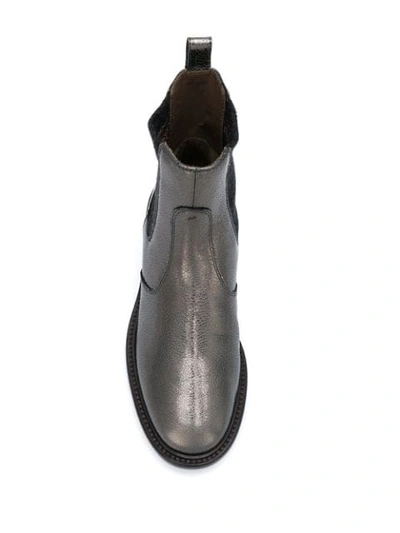 Shop Brunello Cucinelli Metallic Chelsea Boots In Grey