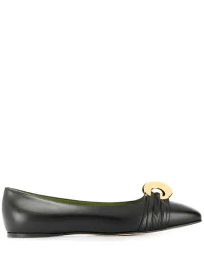 Shop Gucci Half Moon Gg Flat Pumps In Black