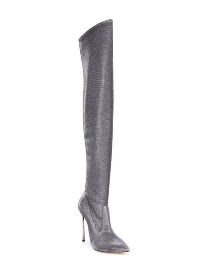 Shop Casadei Metallic Stiletto Boots