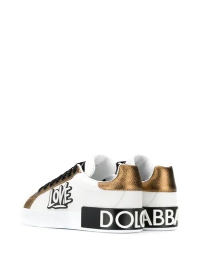 Shop Dolce & Gabbana Portofino Love Lettering Sneakers In White