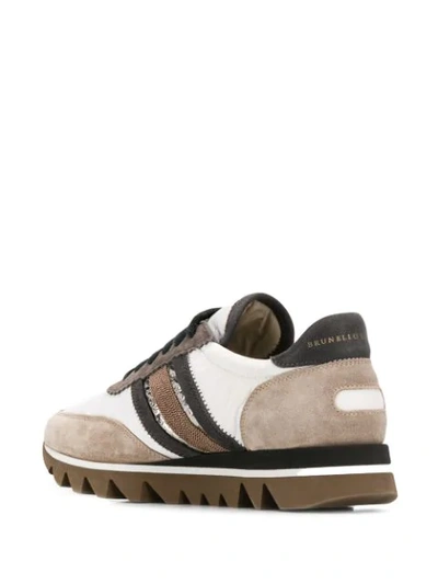 Shop Brunello Cucinelli Ridged Sole Sneakers In Neutrals