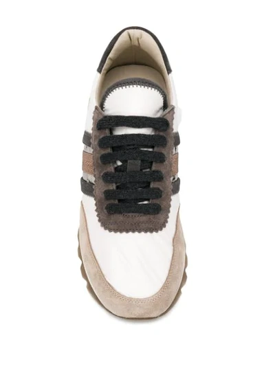 Shop Brunello Cucinelli Ridged Sole Sneakers In Neutrals